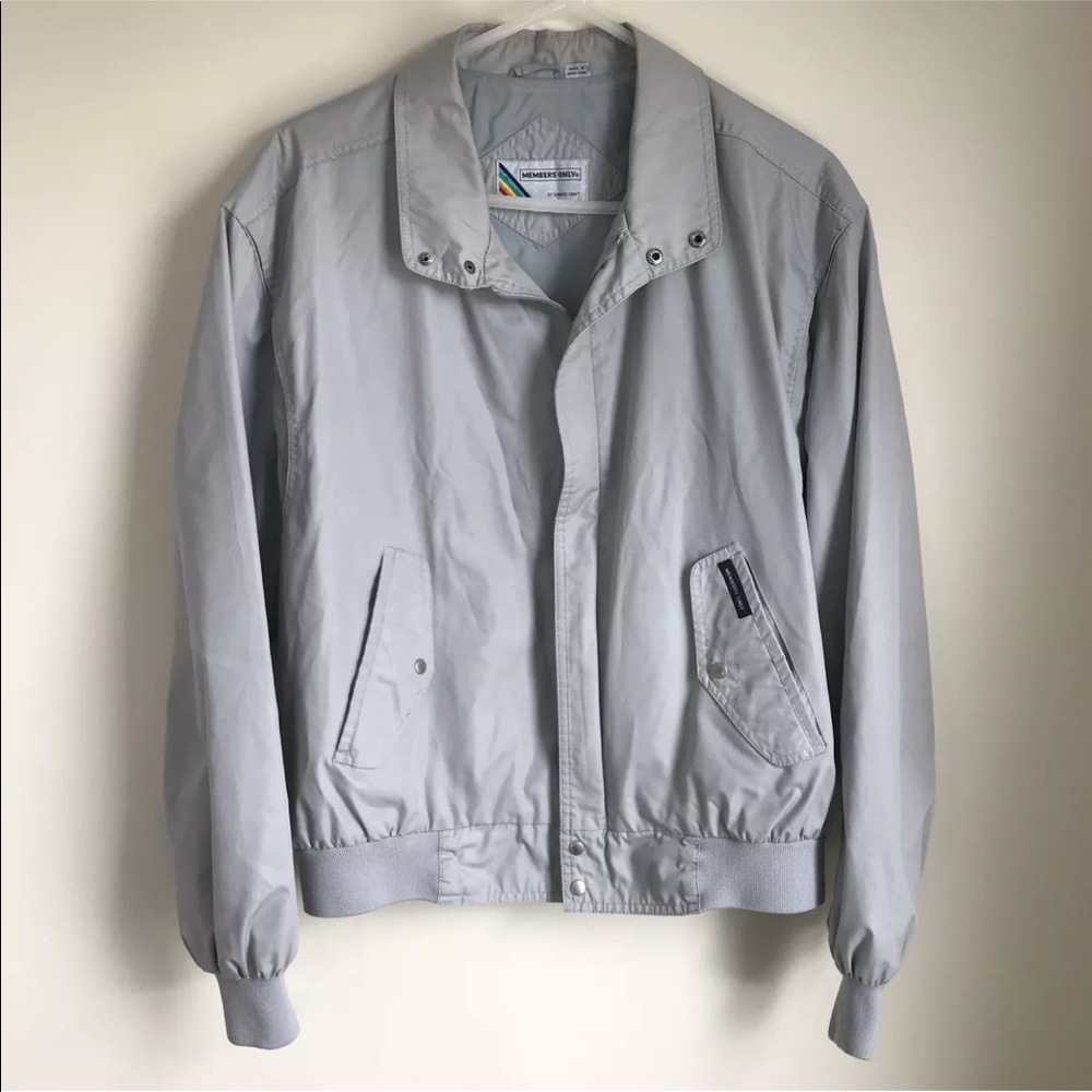 Vintage Members Only Jacket Snap Pockets Neutral